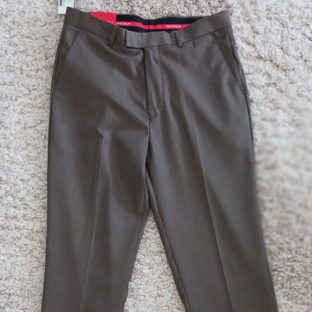 Pantonlini Orange Men's Formal Dress Pants 34" X 30" Classic Fit Business New